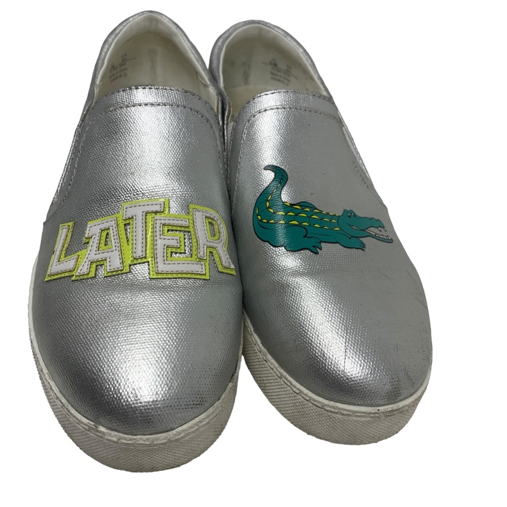 Circus by Sam Edelman Silver Slip-On Sneaker Later Alligator Statement Kidcore - Picture 2 of 16